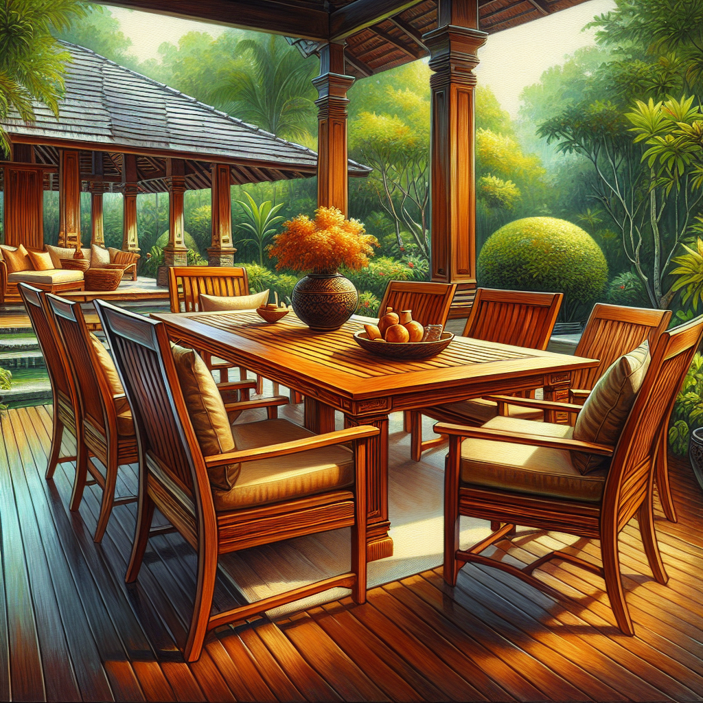 Teak outdoor dining set made from Indonesian teak wood