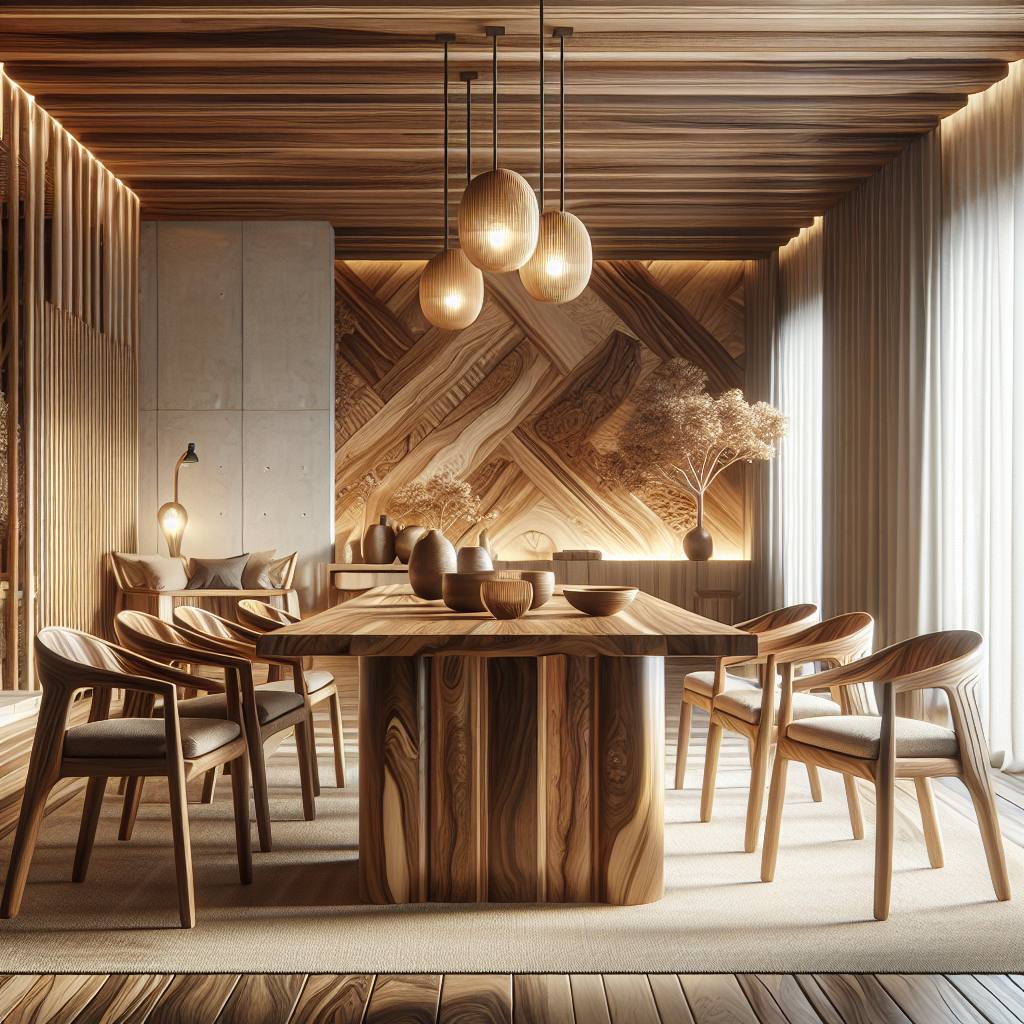 Elegant Indonesian teak wood dining table with chairs