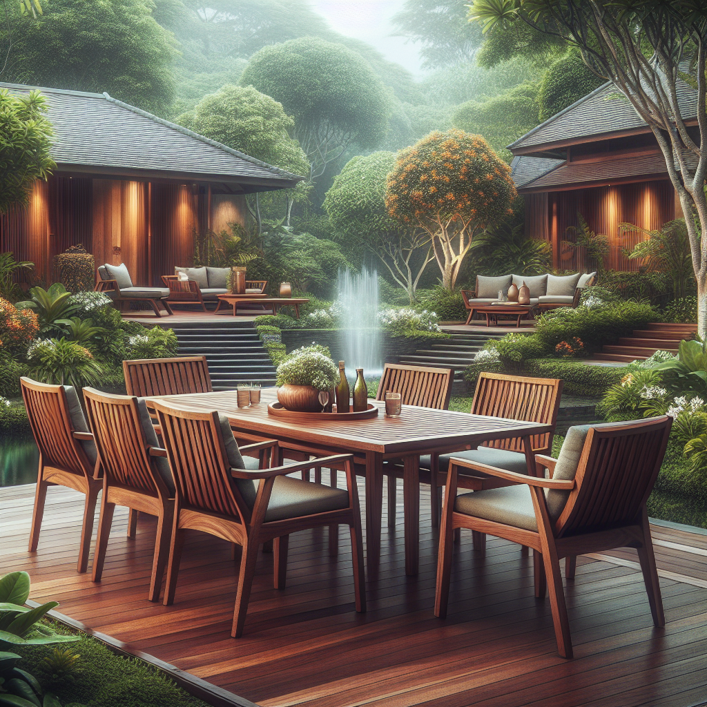 Outdoor teak dining set made of Indonesian teak wood