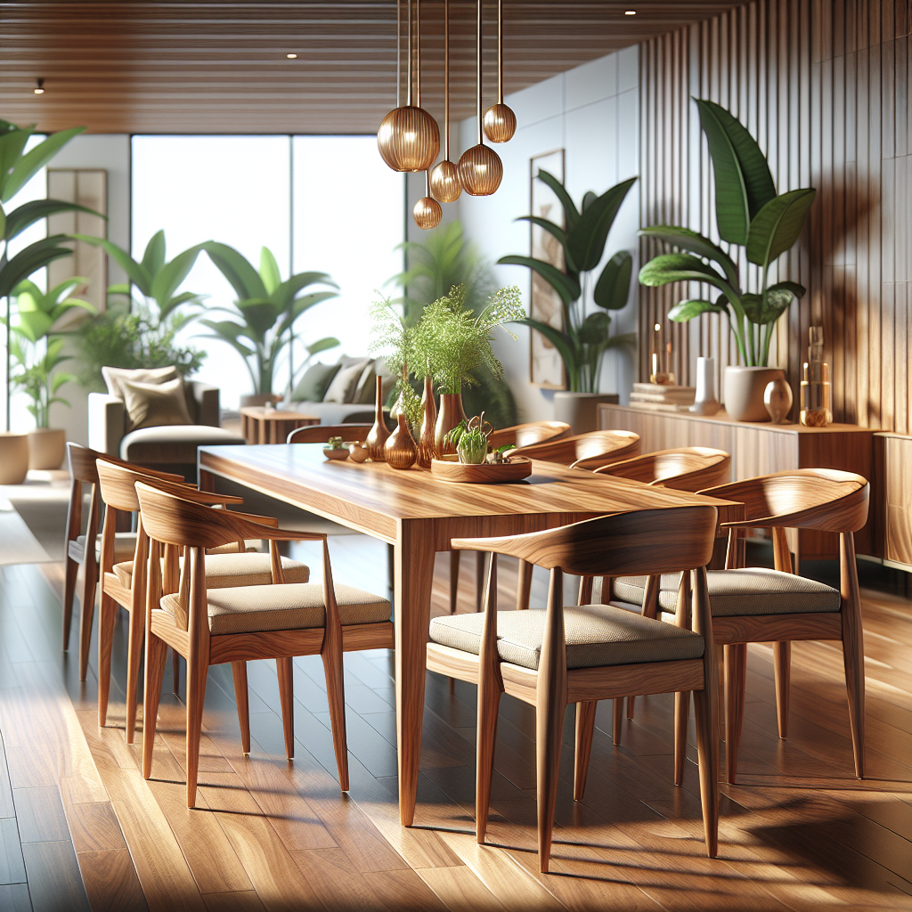 Indoor teak dining table and chairs from Indonesia