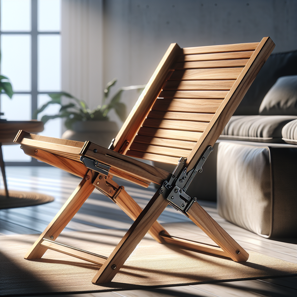 folding chair made of solid teak wood with metal hinges