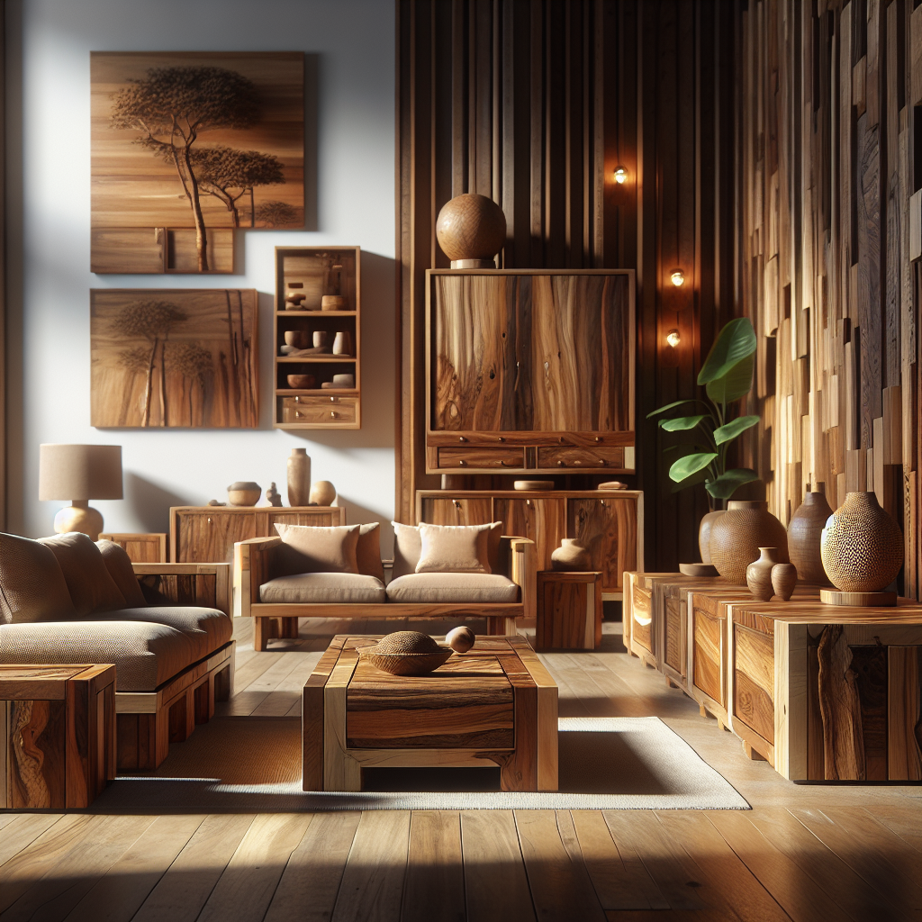 Recycled teak wood furniture showing natural texture and design