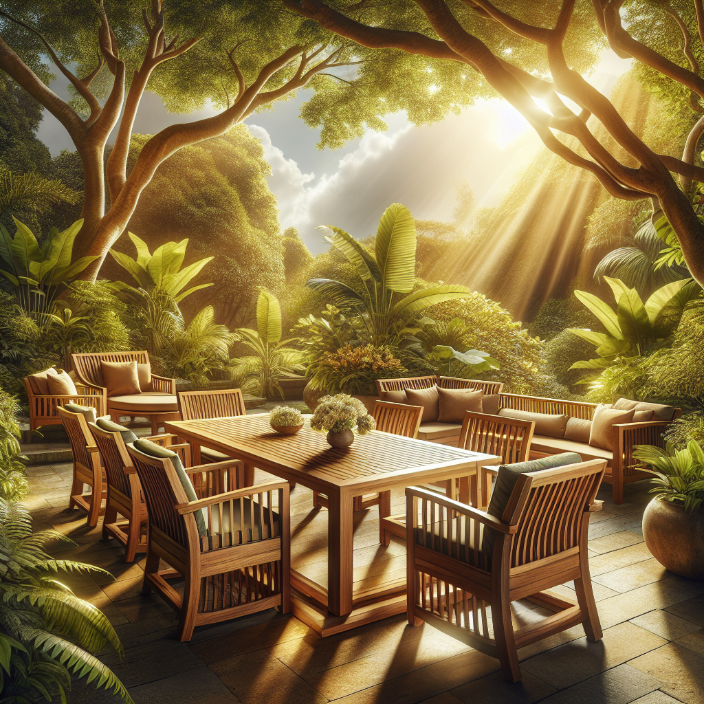 Indonesian teak wood outdoor furniture set with table and chairs