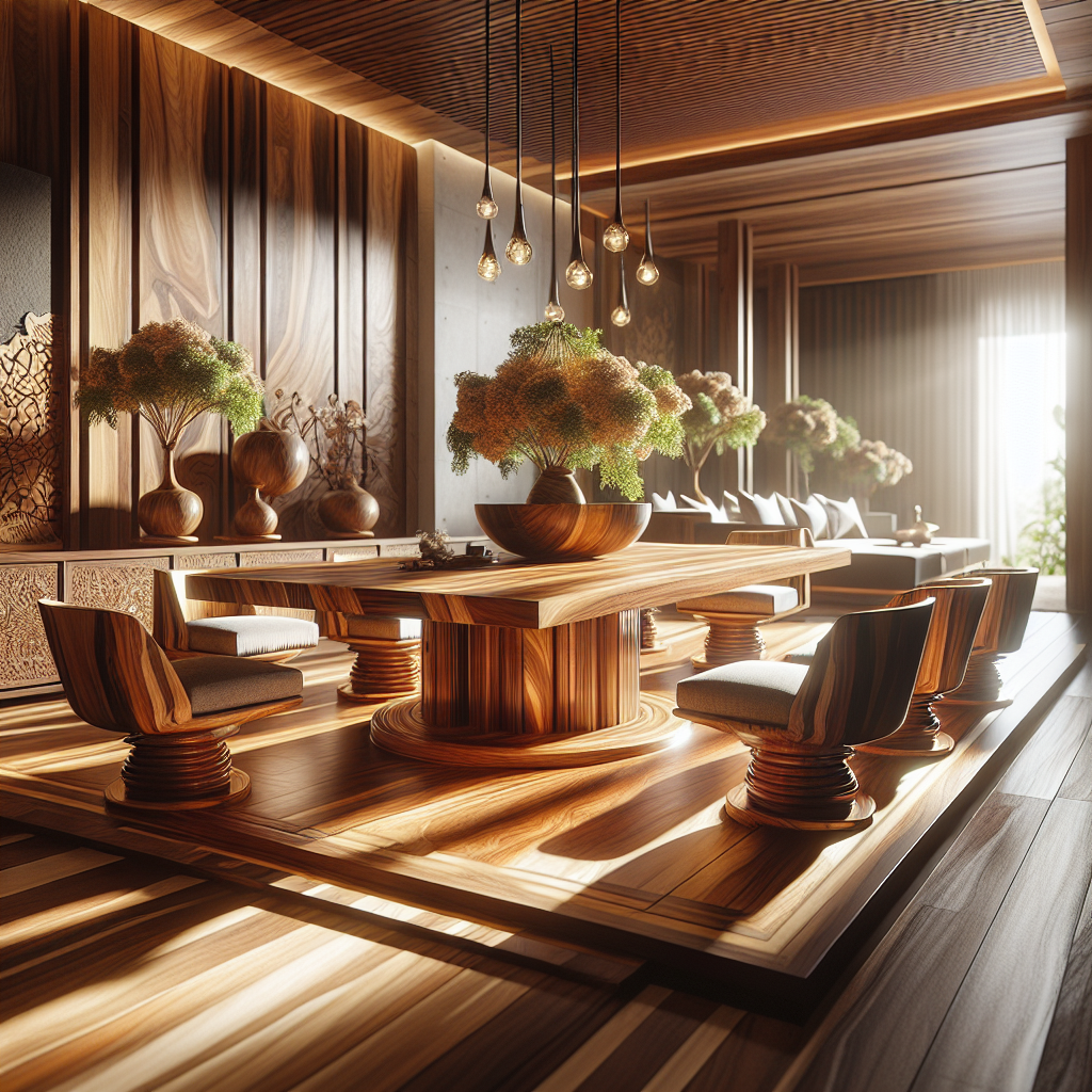 Elegant Indonesian teak wood dining table and chairs