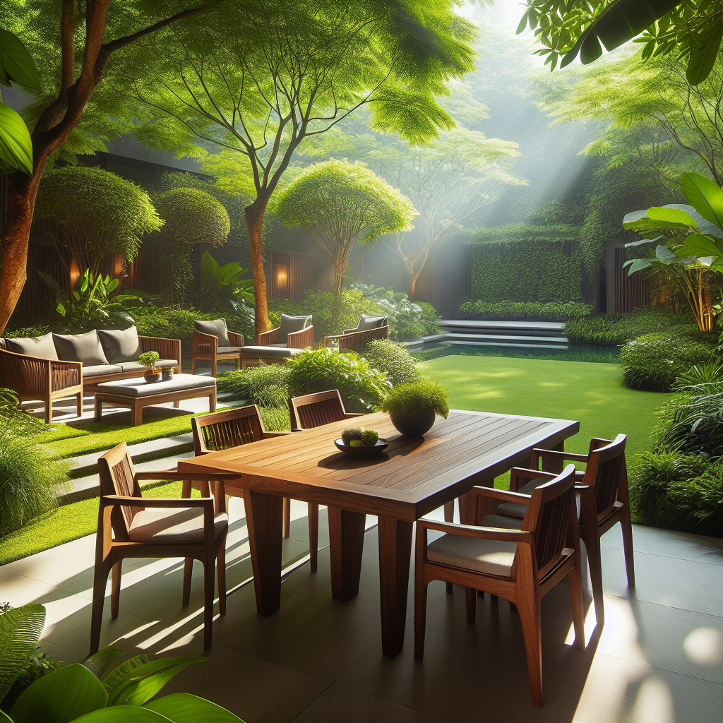 Teak outdoor garden furniture set made from rich Indonesian teak wood