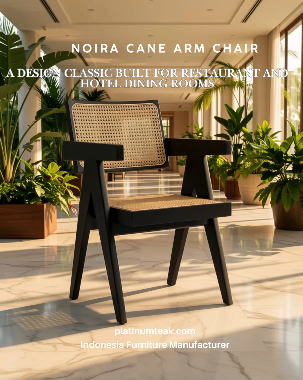 Noira Cane Arm Chair A Design Classic Built for Restaurant and Hotel Dining Rooms