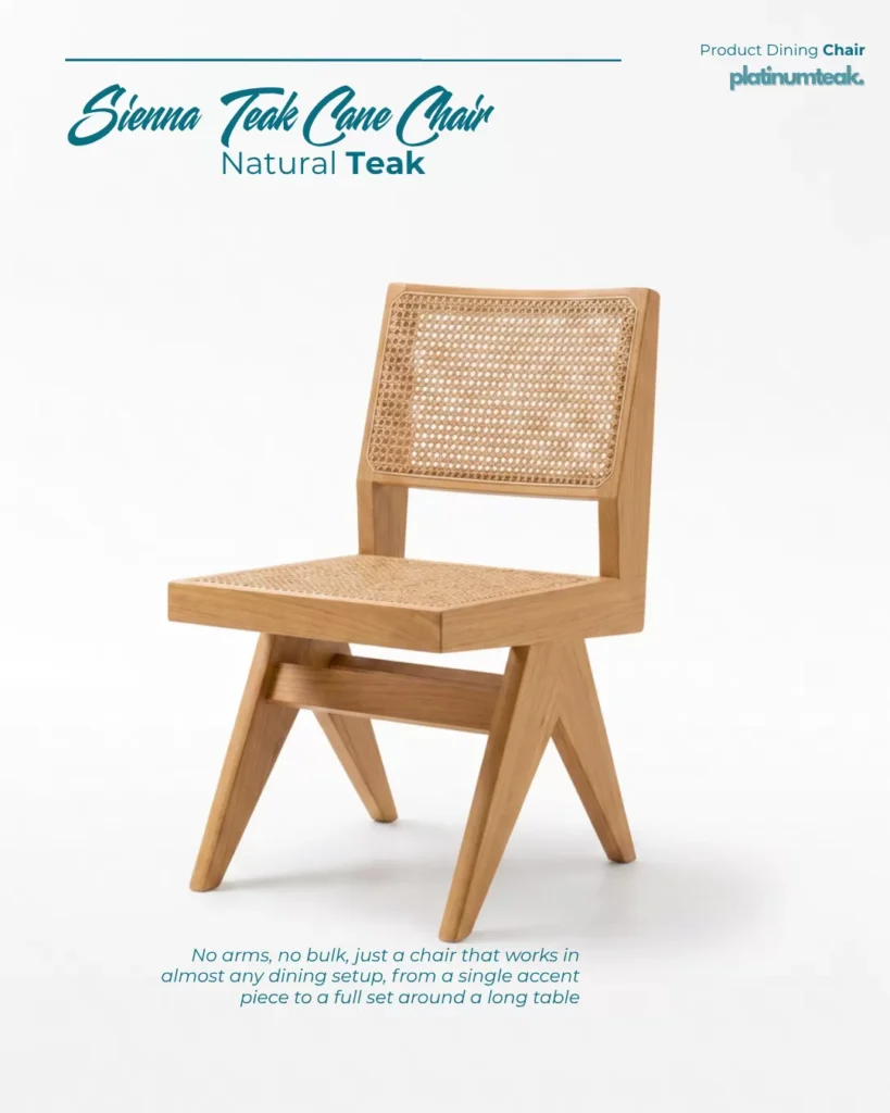 The Sienna Teak Cane Chair A Design Classic Rebuilt for Daily Hospitality Use 3 Teak Cane Chair